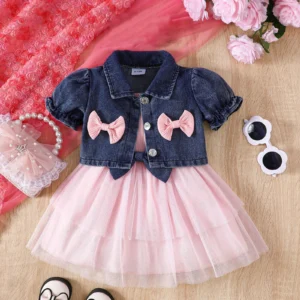 Girls Denim Tulle Dress Set